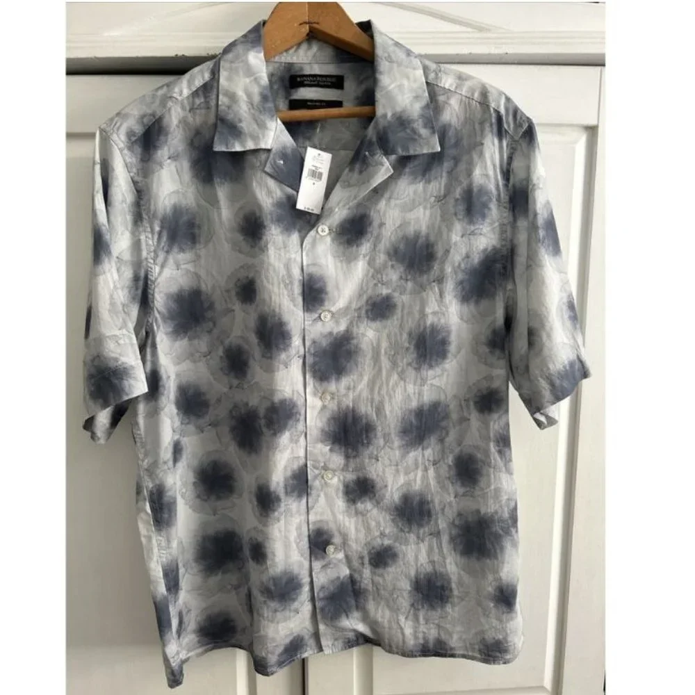 🆕 Banana Republic Men's Relaxed Fit Organic Cotton Resort Shirt SZ SMALL